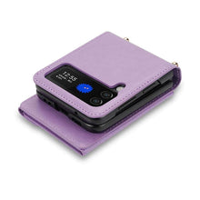 Load image into Gallery viewer, Casekis Crossbody Strap Leather Magnetic Wallet Case For Galaxy Z Flip 3 5G