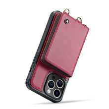 Load image into Gallery viewer, Casekis Zipper Crossbody Wallet RFID Phone Case Red