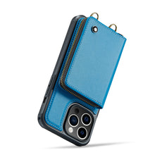 Load image into Gallery viewer, Casekis Zipper Crossbody Wallet RFID Phone Case Blue