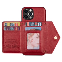 Load image into Gallery viewer, Casekis Crossbody Strap Leather Magnetic Wallet Phone Case Red