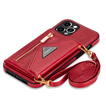 Load image into Gallery viewer, Casekis Crossbody Strap Leather Magnetic Wallet Phone Case Red
