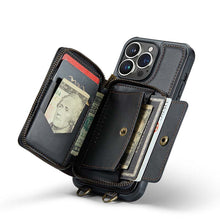 Load image into Gallery viewer, Casekis Zipper Crossbody Wallet RFID Phone Case Black