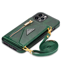 Load image into Gallery viewer, Casekis Crossbody Strap Leather Magnetic Wallet Phone Case Green