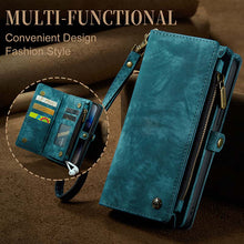 Load image into Gallery viewer, Casekis Wrist Strap Zipper Wallet Phone Case Blue