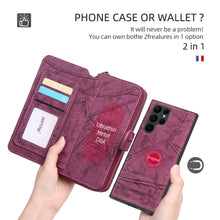 Load image into Gallery viewer, Casekis Zipper Wallet Detachable Phone Case Red