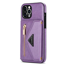 Load image into Gallery viewer, Casekis Crossbody Strap Leather Magnetic Wallet Phone Case Purple