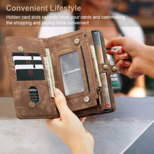 Load image into Gallery viewer, Casekis Zipper Wallet PU Leather Case Brown