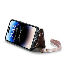 Load image into Gallery viewer, Casekis Zipper Crossbody Wallet RFID Phone Case Rose Gold