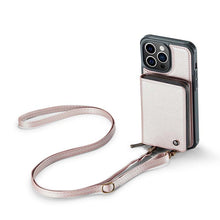 Load image into Gallery viewer, Casekis Zipper Crossbody Wallet RFID Phone Case Rose Gold