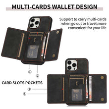 Load image into Gallery viewer, Casekis Wallet Case Tri-fold Cardholder Phone Case Black