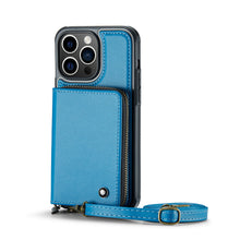 Load image into Gallery viewer, Casekis Zipper Crossbody Wallet RFID Phone Case Blue