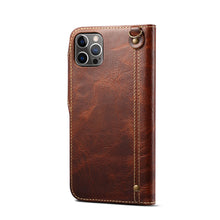 Load image into Gallery viewer, Casekis Genuine Cowhide Leather Button Flip Phone Case Brown