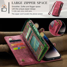 Load image into Gallery viewer, Casekis Wrist Strap Zipper Wallet Phone Case Red