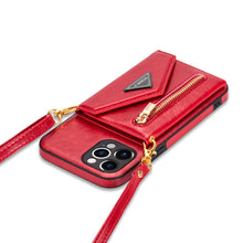 Load image into Gallery viewer, Casekis Crossbody Strap Leather Magnetic Wallet Phone Case Red