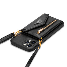 Load image into Gallery viewer, Casekis Crossbody Strap Leather Magnetic Wallet Phone Case Black