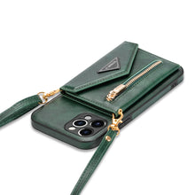 Load image into Gallery viewer, Casekis Crossbody Strap Leather Magnetic Wallet Phone Case Green