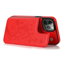Load image into Gallery viewer, Casekis Butterfly Embossing Wallet Phone Case Red