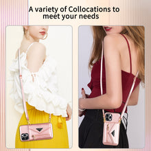 Load image into Gallery viewer, Casekis Crossbody Strap Leather Magnetic Wallet Phone Case Rose Gold