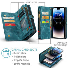 Load image into Gallery viewer, Casekis Wrist Strap Zipper Wallet Phone Case Blue