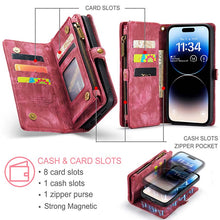 Load image into Gallery viewer, Casekis Wrist Strap Zipper Wallet Phone Case Red