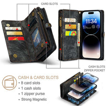 Load image into Gallery viewer, Casekis Wrist Strap Zipper Wallet Phone Case Black