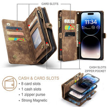 Load image into Gallery viewer, Casekis Wrist Strap Zipper Wallet Phone Case Brown
