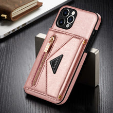 Load image into Gallery viewer, Casekis Crossbody Strap Leather Magnetic Wallet Phone Case Rose Gold