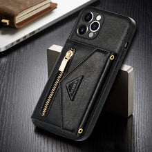 Load image into Gallery viewer, Casekis Crossbody Strap Leather Magnetic Wallet Phone Case Black
