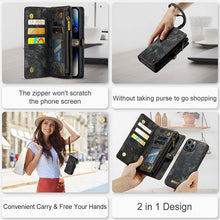 Load image into Gallery viewer, Casekis Wrist Strap Zipper Wallet Phone Case Black