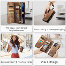 Load image into Gallery viewer, Casekis Wrist Strap Zipper Wallet Phone Case Brown
