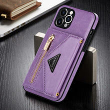 Load image into Gallery viewer, Casekis Crossbody Strap Leather Magnetic Wallet Phone Case Purple