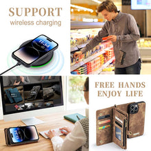 Load image into Gallery viewer, Casekis Wrist Strap Zipper Wallet Phone Case Brown