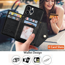 Load image into Gallery viewer, Casekis Crossbody Strap Leather Magnetic Wallet Phone Case Black