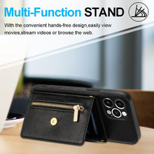 Load image into Gallery viewer, Casekis Crossbody Strap Leather Magnetic Wallet Phone Case Black