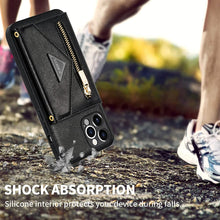 Load image into Gallery viewer, Casekis Crossbody Strap Leather Magnetic Wallet Phone Case Black