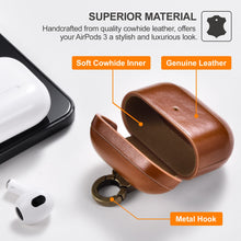 Load image into Gallery viewer, Casekis Genuine Leather Case With Keychain for AirPods 3
