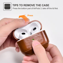 Load image into Gallery viewer, Casekis Genuine Leather Case With Keychain for AirPods 3