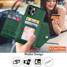 Load image into Gallery viewer, Casekis Crossbody Strap Leather Magnetic Wallet Phone Case Green