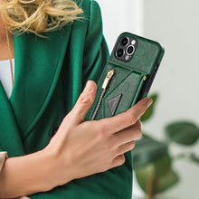 Load image into Gallery viewer, Casekis Crossbody Strap Leather Magnetic Wallet Phone Case Green