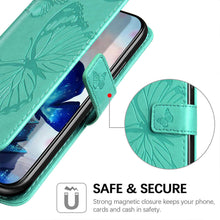 Load image into Gallery viewer, Casekis Embossed Butterfly Wallet Phone Case Green