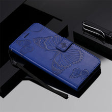 Load image into Gallery viewer, Casekis Embossed Butterfly Wallet Phone Case Blue