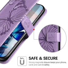 Load image into Gallery viewer, Casekis Embossed Butterfly Wallet Phone Case Purple