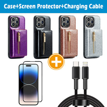 Carica l'immagine nel visualizzatore di Gallery, Casekis Glitter Cardholer Magnetic Phone Case for iPhone 14 Pro