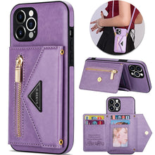 Load image into Gallery viewer, Casekis Crossbody Strap Leather Magnetic Wallet Phone Case Purple