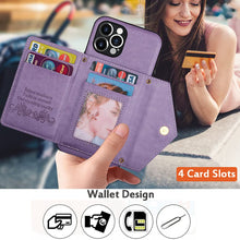 Load image into Gallery viewer, Casekis Crossbody Strap Leather Magnetic Wallet Phone Case Purple