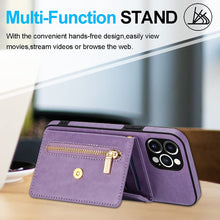 Load image into Gallery viewer, Casekis Crossbody Strap Leather Magnetic Wallet Phone Case Purple
