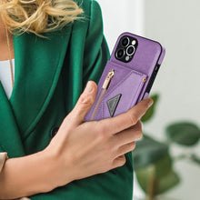 Load image into Gallery viewer, Casekis Crossbody Strap Leather Magnetic Wallet Phone Case Purple