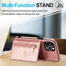 Load image into Gallery viewer, Casekis Crossbody Strap Leather Magnetic Wallet Phone Case Rose Gold