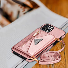 Load image into Gallery viewer, Casekis Crossbody Strap Leather Magnetic Wallet Phone Case Rose Gold