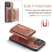 Load image into Gallery viewer, Casekis Glitter Cardholer Magnetic Phone Case Rose Gold